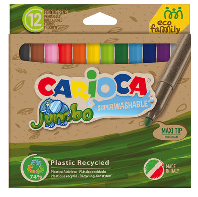 Scatola 12 Pennarelli Jumbo Eco Family Lavabili Colori Assortiti Carioca