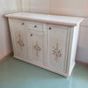 MOBILI 2G - Credenza 3 porte 1 cassetto bianco anticato decori filo rosa 120x39x85