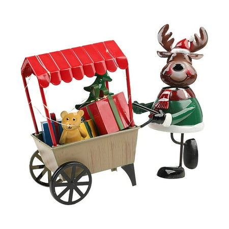 Scena natalizia carretto in metallo con luci Led per decorazioni natalizie