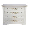 MOBILI 2G - Cassettiera 4 cassetti legno shabby bianco anticato decori filo verde 115x50X90