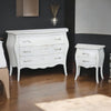 MOBILI 2G - Comodino 2 cassetti bombato legno shabby bianco consumato 50x30x60