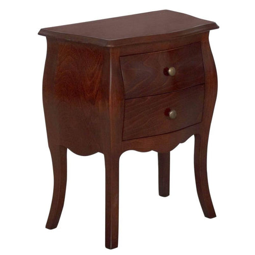 MOBILI 2G - Comodino 2 cassetti sagomato legno tinta noce scuro 50x30x60
