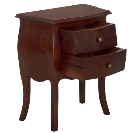 MOBILI 2G - Comodino 2 cassetti sagomato legno tinta noce scuro 50x30x60