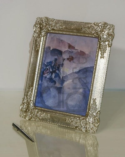 MOBILI2G - portafoto in foglia argento rettangolare - Misure: l.33 x h.39 x p.2