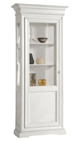 MOBILI 2G - VETRINA CLASSICA 1 PORTA DX-SX IN LEGNO GREZZO L.86 P.51 H.215 (3127)