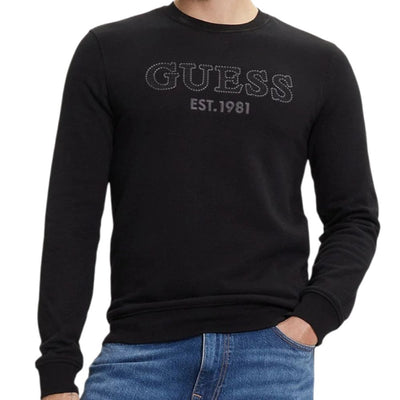 Guess felpa nera logo ricamato BEAU M5YQ08KCN01JBLK