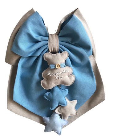 Fiocco nascita in cotone personalizzabile fatto a mano 35 x h 40 cm "Made in Italy"
