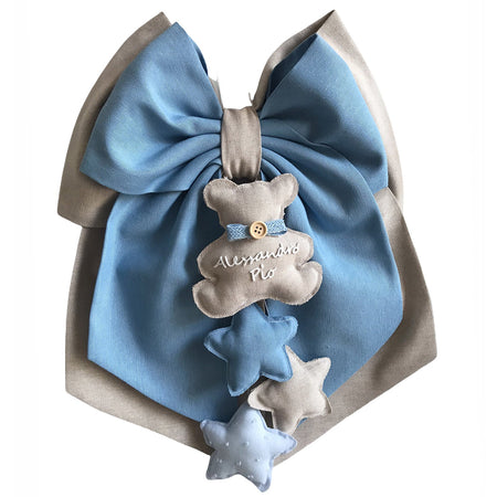 Fiocco nascita in cotone personalizzabile fatto a mano 35 x h 40 cm "Made in Italy"