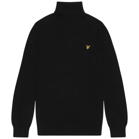 Lyle & Scott maglione collo alto nero in merino KN2103VC