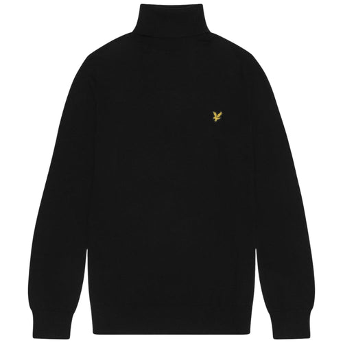 Lyle & Scott maglione collo alto nero in merino KN2103VC