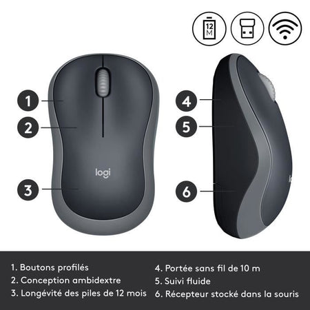 Mouse ottico senza fili Logitech - Grigio M185