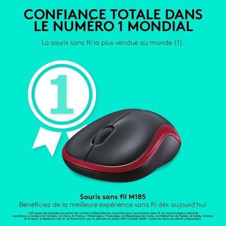 Mouse ottico senza fili Logitech - Rosso M185