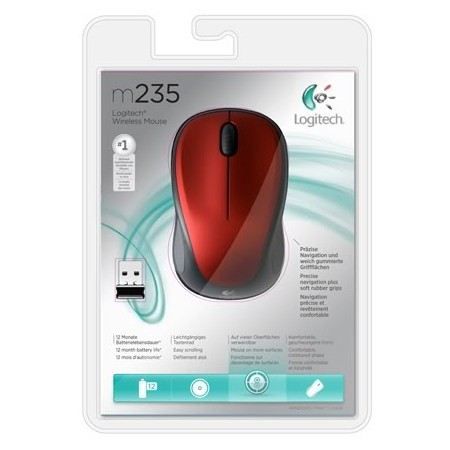Mouse ottico senza fili Logitech - M235 rosso
