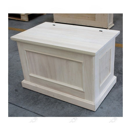 MOBILI 2G - CASSAPANCA ARTE POVERA CON RUOTE IN LEGNO GREZZA L.78 P.47 H.51 (2133)