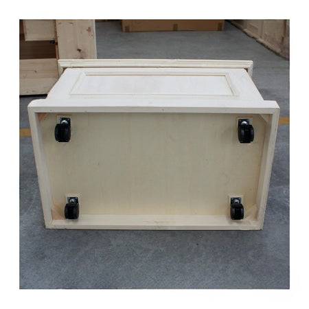 MOBILI 2G - CASSAPANCA ARTE POVERA CON RUOTE IN LEGNO GREZZA L.78 P.47 H.51 (2133)