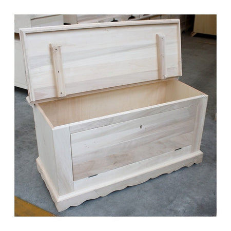 MOBILI 2G - CASSAPANCA DOPPIA APERTURA CLASSICA IN LEGNO GREZZA L.100 P.43 H.50 (716)