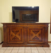 MOBILI 2G - Credenza Madia in Legno Massello 2 Ante e 2 Cassetti Noce Bassano Intarsio 213x55x108H (505F)