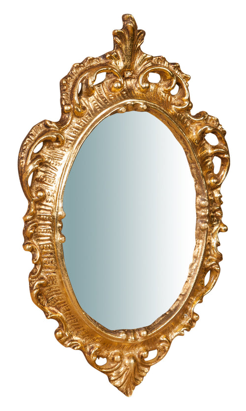 Biscottini Specchiera da parete in legno finitura foglia oro anticato L19xPR2xH30 cm Made in Italy