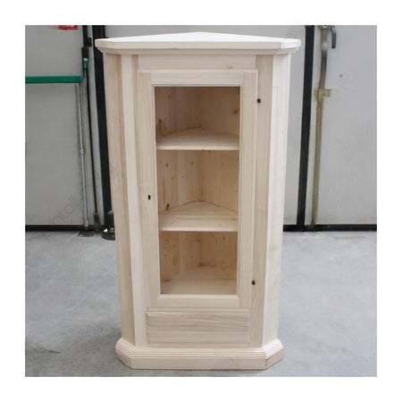 MOBILI 2G - Mobile angolare vetrina 1 porta classico legno grezzo L.50 P.50 H.130 (724)