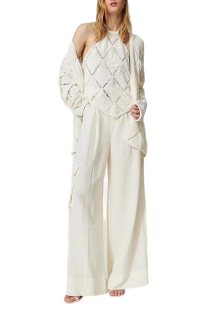 Twin-set Pantaloni Avorio da donna