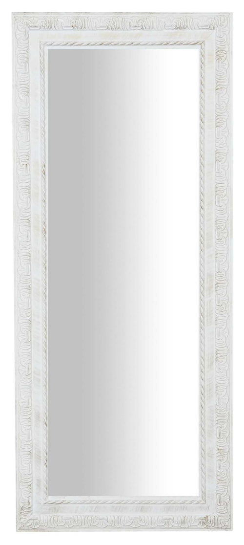 Biscottini Specchio Specchiera da parete e appendere verticale/orizzontale L35xPR4xH82 cm finitura bianco anticato.