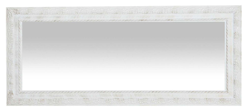 Biscottini Specchio Specchiera da parete e appendere verticale/orizzontale L35xPR4xH82 cm finitura bianco anticato.