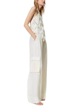 Twin-set Pantaloni Avorio da donna