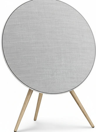 Bang & Olufsen Beosound A9 (5th Gen) - Legendary WiFi and Bluetooth Home Speaker with Room-Filling Sound, Powerful Luxury Floor Speaker with Oak Legs - Natural Aluminium