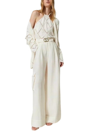 Twin-set Pantaloni Avorio da donna