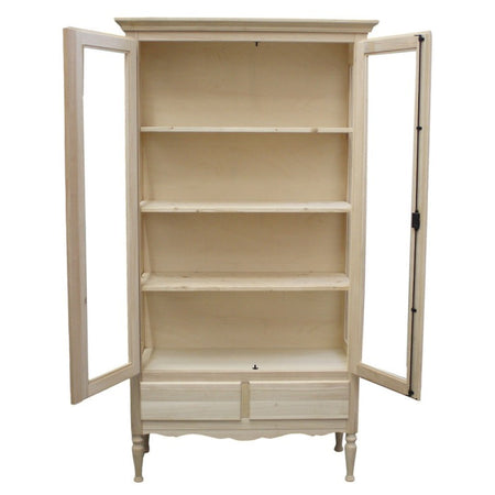 MOBILI 2G - Vetrina 2 porte 2 cassetti classica legno grezzo 102x42x191 (952)