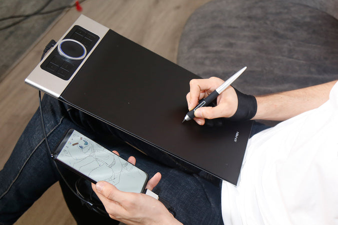 "XP-PEN DECO Pro M - Tavoletta Grafica (9""x5"") 8 tasti- rotella meccanica e virtuale con led e trackpad"