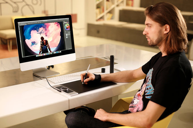"XP-PEN DECO Pro M - Tavoletta Grafica (9""x5"") 8 tasti- rotella meccanica e virtuale con led e trackpad"