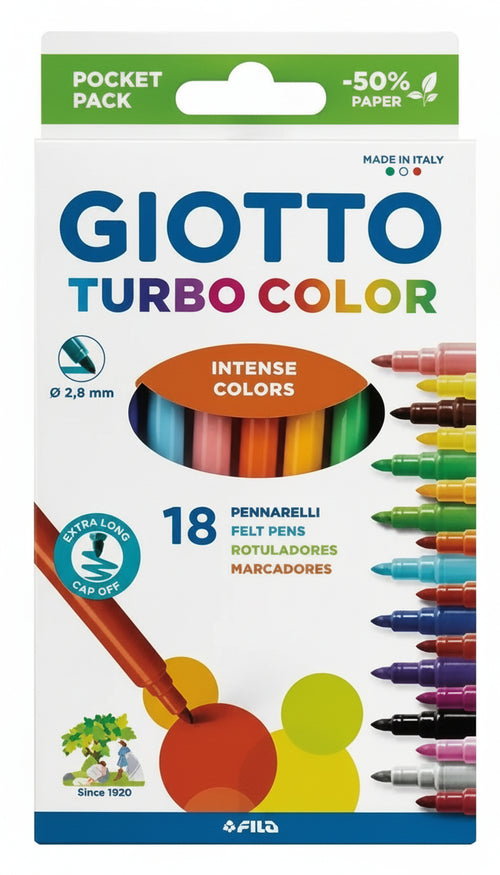 Giotto - Pennarelli Turbo Color 18  colori Punta Fine (F07340000)
