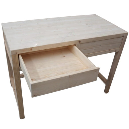 MOBILI 2G - SCRIVANIA 2 CASSETTI IN LEGNO MASSELLO ABETE GREZZO L.110 P.55 H.80 (3319)