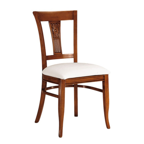 MOBILI 2G - Sedia classica intagliata legno imbottita tinta noce 44X53X93