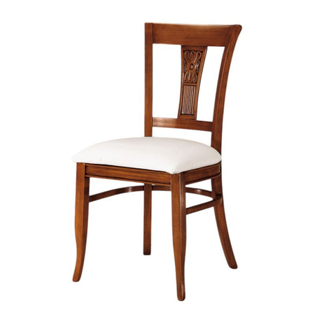 MOBILI 2G - Sedia classica intagliata legno imbottita tinta noce 44X53X93