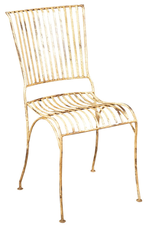 Biscottini Biscottini Sedia Ferro Battuto 40x50x85 Esterno Giardino Pranzo Bianca Anticata