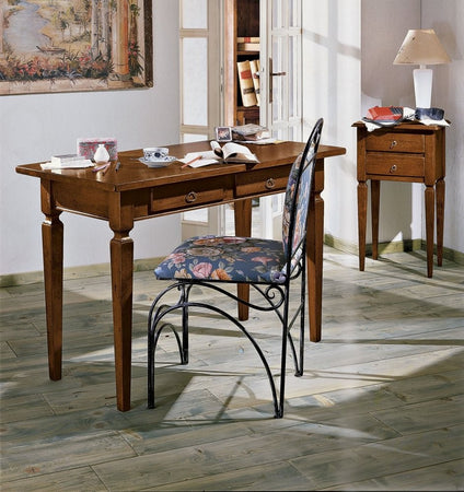 MOBILI 2G - SCRIVANIA 2 CASSETTI IN LEGNO MASSELLO GREZZO L.120 P.58 H.79 (549)