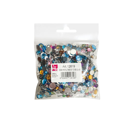 Busta 1000 Pz Gemme Kristall Tonde Diam. 6/10 Mm In Colori Assortiti Deco