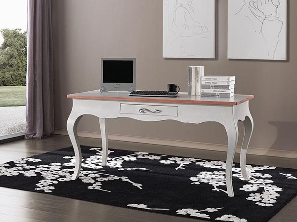 MOBILI 2G - SCRIVANIA 1 CASSETTO CLASSICA LEGNO MASSELLO GREZZO L.160 P.75 H.80 (170)
