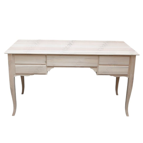 MOBILI 2G - SCRIVANIA CLASSICA 5 CASSETTI IN LEGNO MASSELLO GREZZO 135x65x81 (3100)
