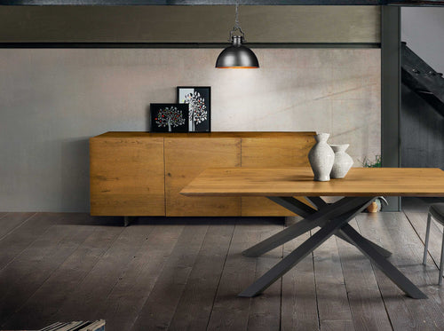 MOBILI 2G - MADIA CREDENZA 3 ANTE LEGNO ROVERE NODATO SPAZZOLATO 198X50X78 (1622)