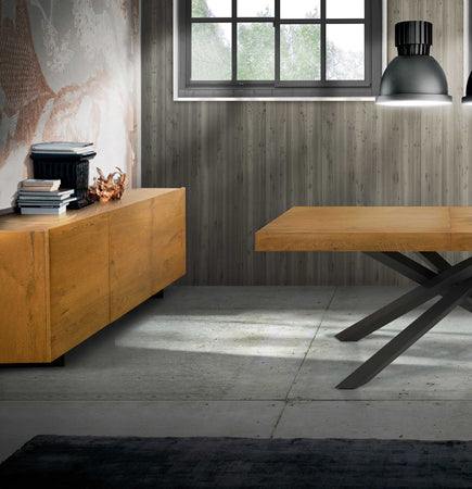 MOBILI 2G - MADIA CREDENZA 3 ANTE LEGNO ROVERE NODATO SPAZZOLATO 198X50X78 (1622)
