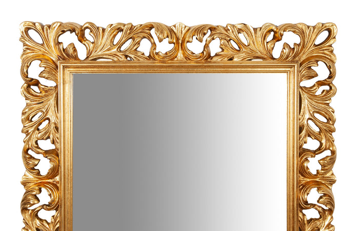 Biscottini SPECCHIERA DA PARETE IN LEGNO FINITURA FOGLIA FOGLIA ORO ANTICATO MADE IN ITALY