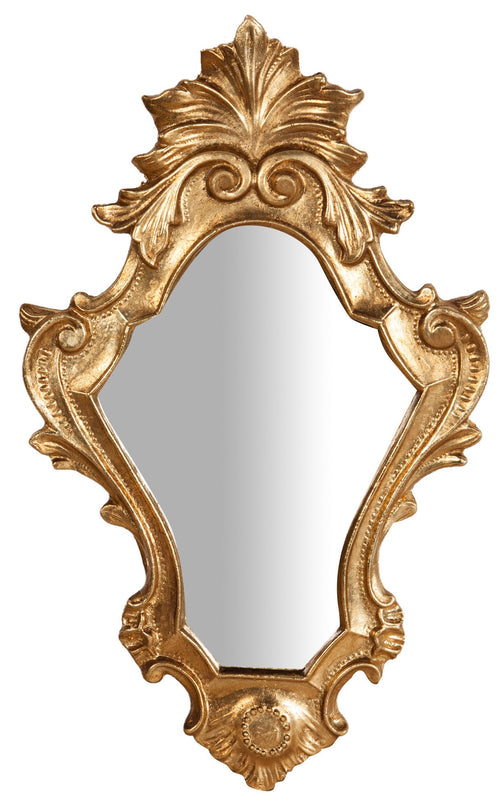 Biscottini Specchiera da parete in legno finitura foglia oro anticato L20xPR3xH35 cm Made in Italy