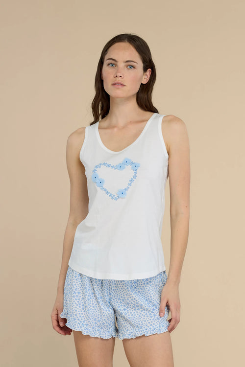 Pigiama donna in cotone con maglia spalla larga e pantalone corto - Noi di notte 9165