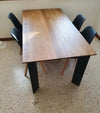MOBILI 2G - TAVOLO FISSO IN LEGNO ROVERE NODATO 160x90  spessore 4 cm E GAMBE IN METALLO (1663)