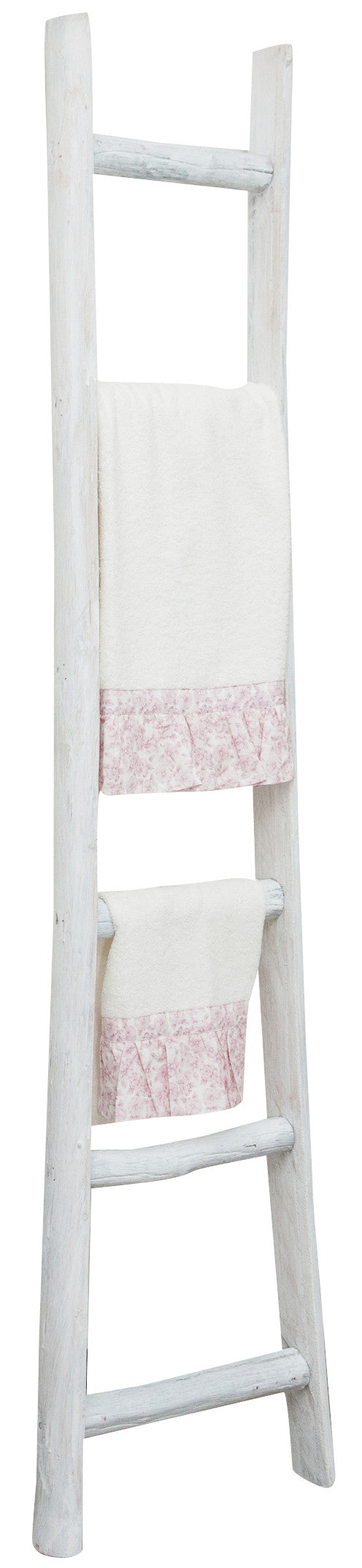 Biscottini Biscottini Scala Portasciugamani Legno Bianca Anticata 44x8x180 Bagno Arredo