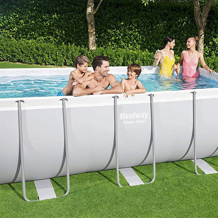 Piscina fuori terra rettangolare 412x201x122 cm Bestway per esterno completa di pompa di filtraggio scaletta dispenser