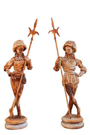 Biscottini Coppia Statue Ghisa Biscottini Arredo Giardino L57xPR35xH167 Bianca Anticata